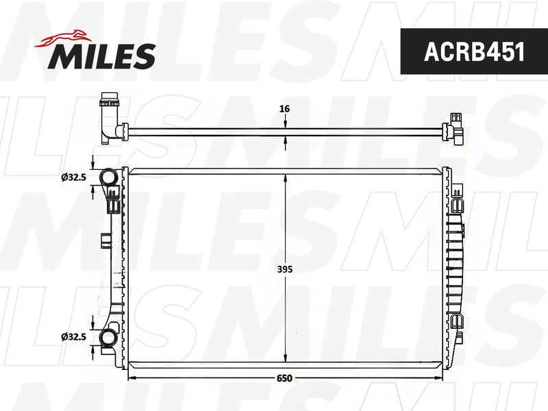 Радиатор, охлаждение двигателя MILES ACRB451