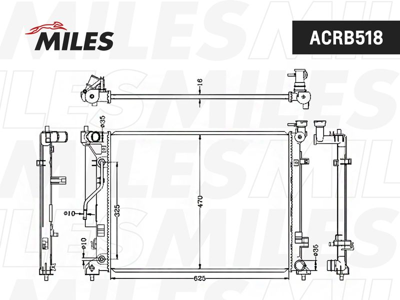 Радиатор, охлаждение двигателя MILES ACRB518