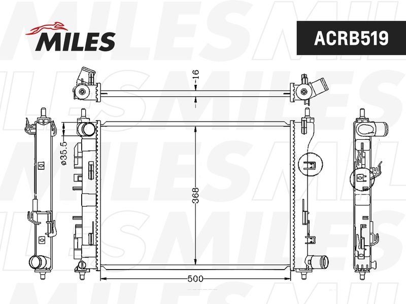 Радиатор, охлаждение двигателя MILES ACRB519