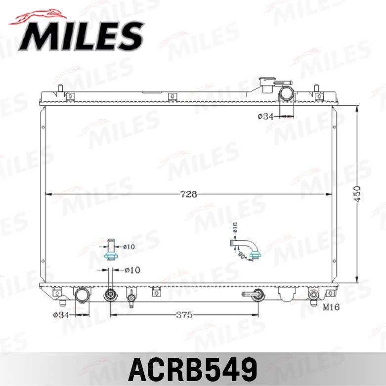 Радиатор, охлаждение двигателя MILES ACRB549