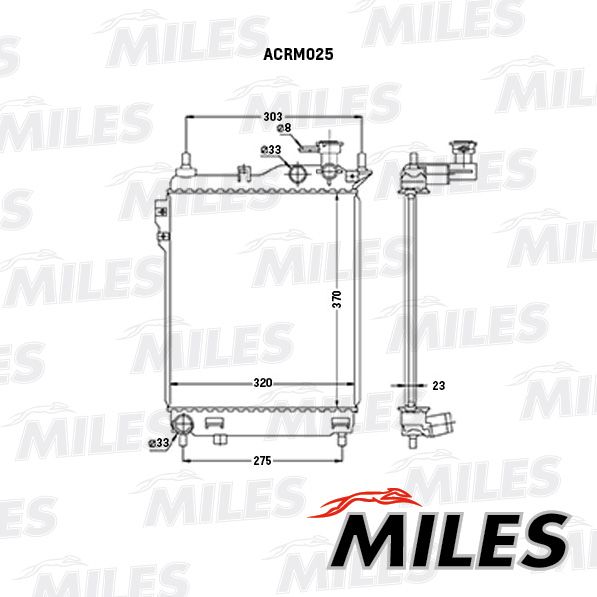 Радиатор, охлаждение двигателя MILES ACRM025
