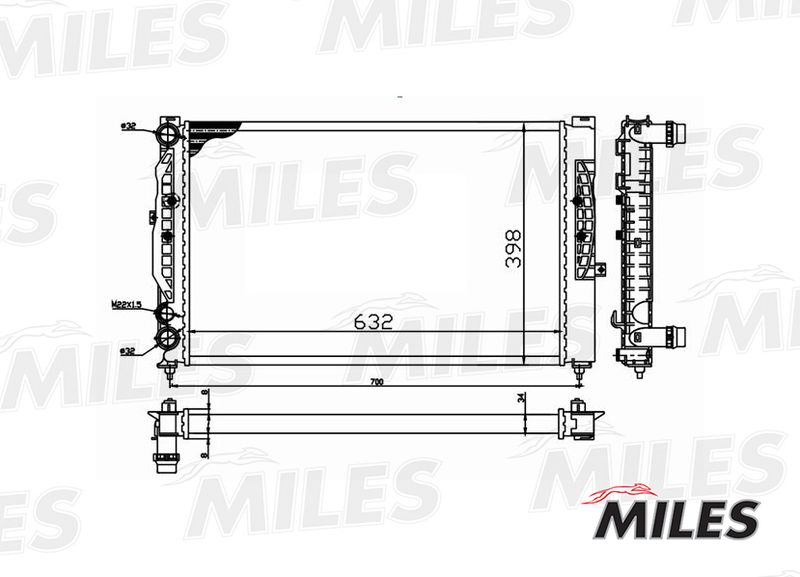 Радиатор, охлаждение двигателя MILES ACRM056