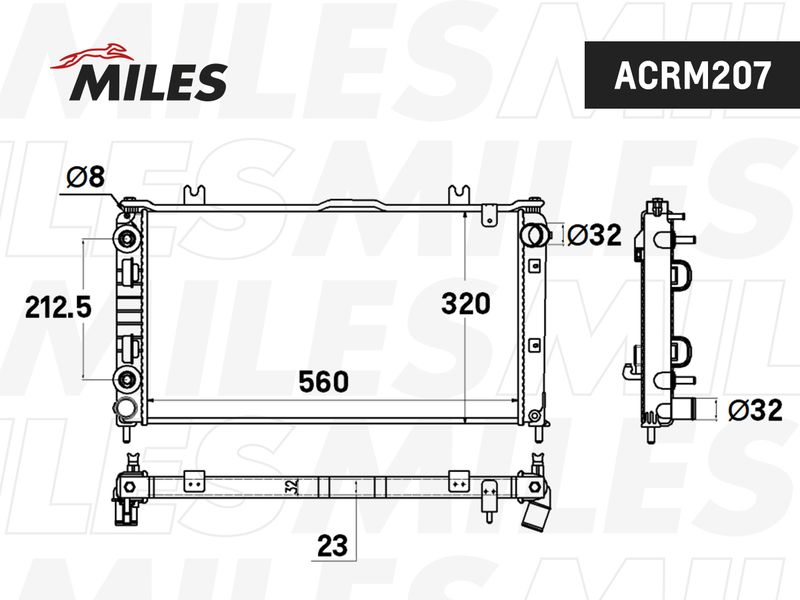 Радиатор, охлаждение двигателя MILES ACRM207