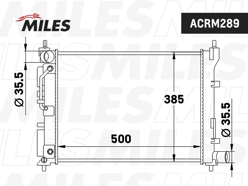 Радиатор, охлаждение двигателя MILES ACRM289