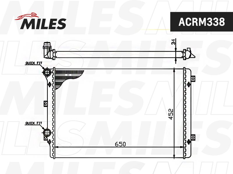 Радиатор, охлаждение двигателя MILES ACRM338