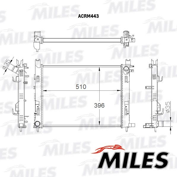 Радиатор, охлаждение двигателя MILES ACRM443