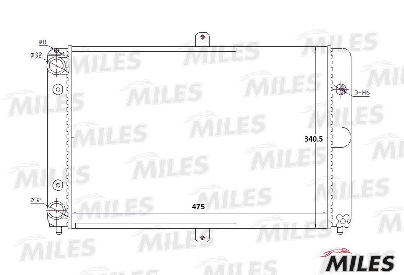Радиатор, охлаждение двигателя MILES ACRM480