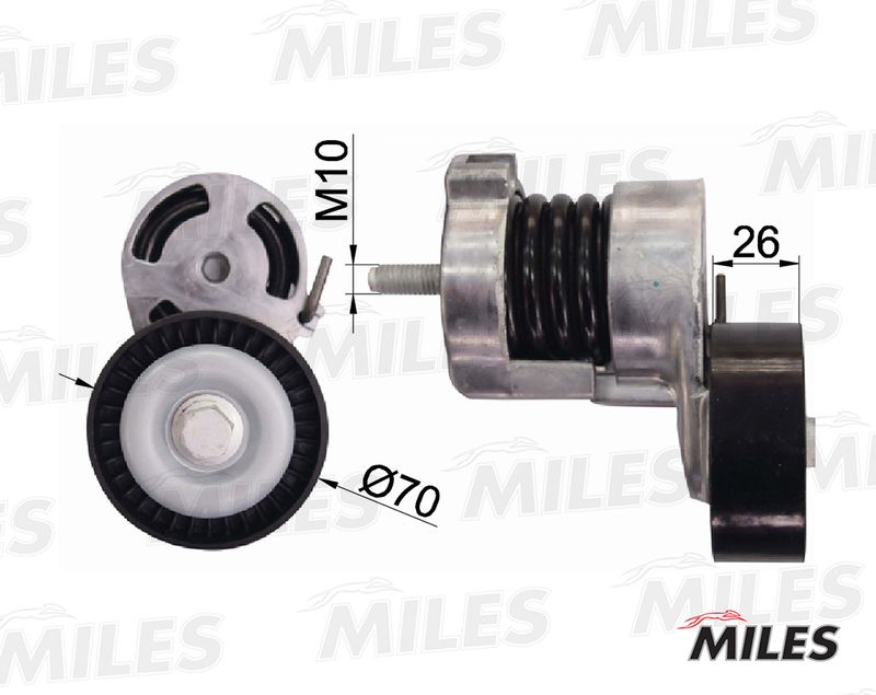 Натяжитель ремня, клиновой зубча MILES AG00044