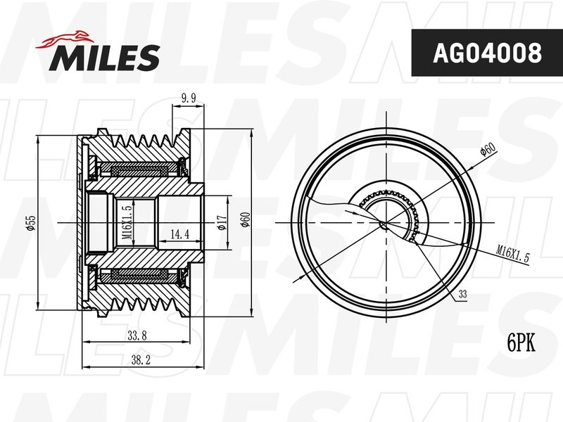 Механизм свободного хода генератора MILES AG04008