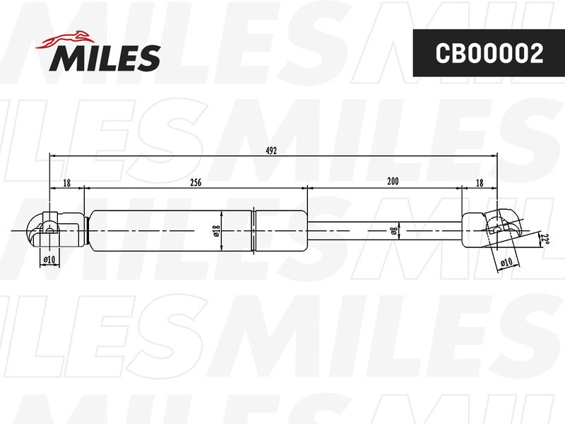 Газовая пружина, крышка багажник MILES CB00002