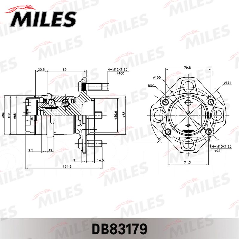 Комплект подшипника ступицы колеса MILES DB83179