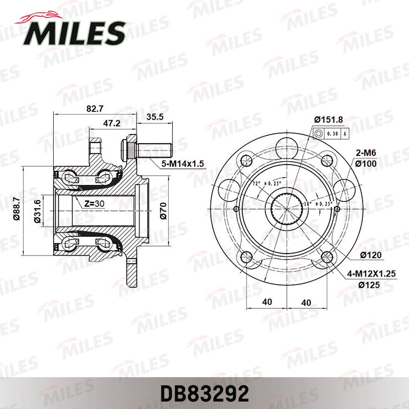 Комплект подшипника ступицы колеса MILES DB83292