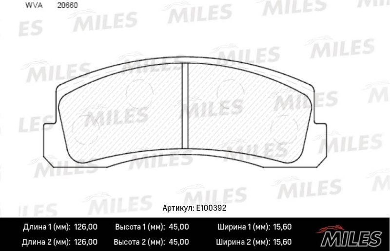 Комплект тормозных колодок, дисковый тормоз MILES E100392