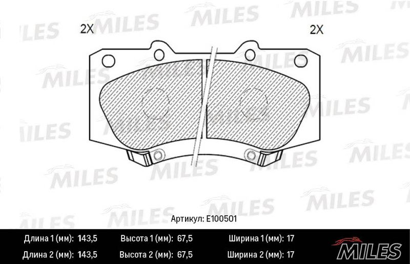 Комплект тормозных колодок, дисковый тормоз MILES E100501