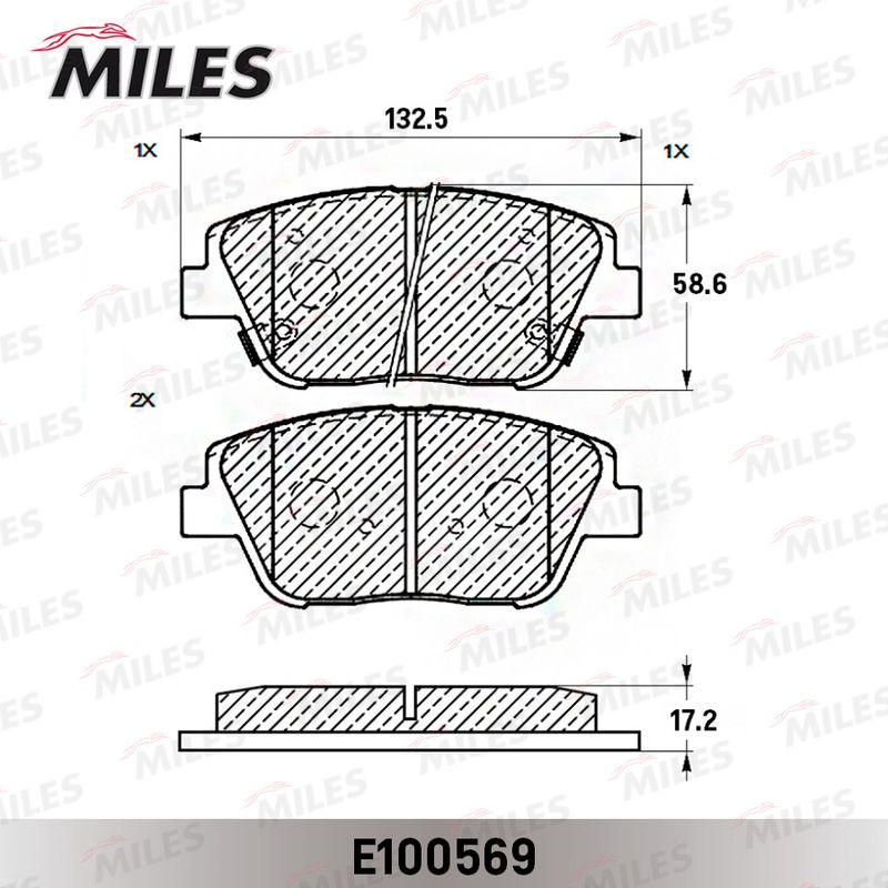 Комплект тормозных колодок, дисковый тормоз MILES E100569
