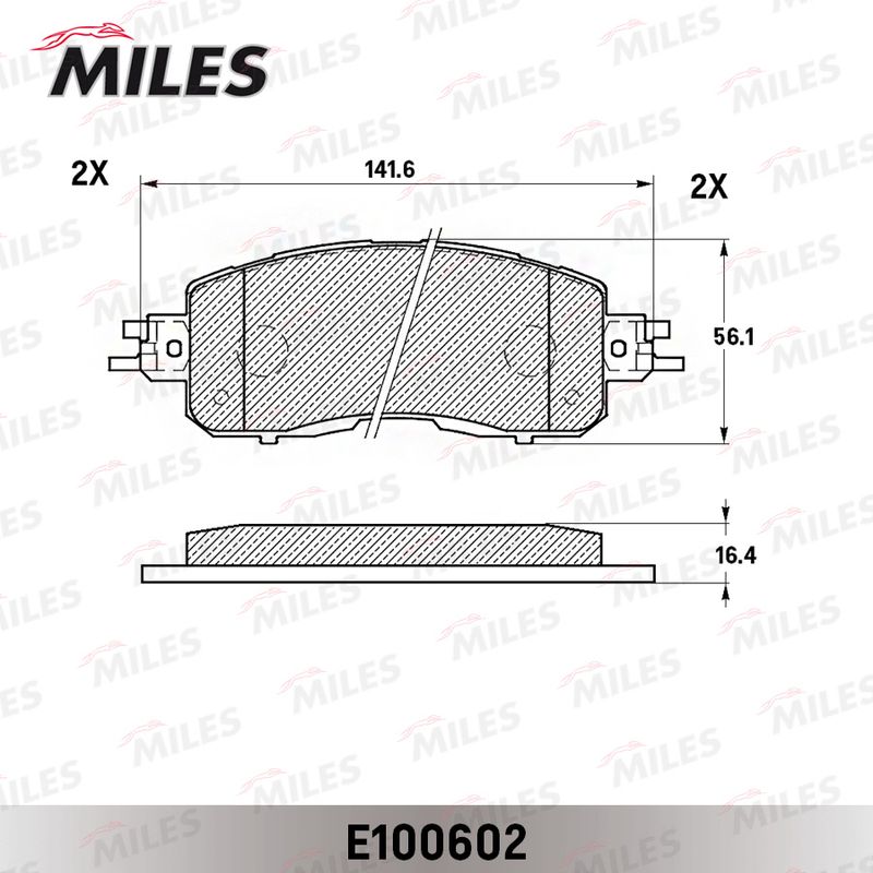 Комплект тормозных колодок, дисковый тормоз MILES E100602