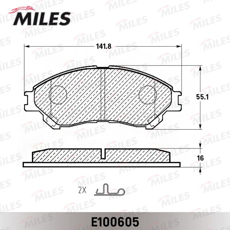 Комплект тормозных колодок, дисковый тормоз MILES E100605