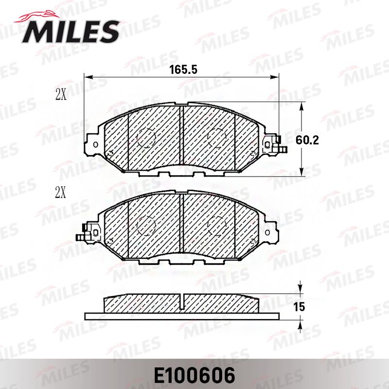 Комплект тормозных колодок, дисковый тормоз MILES E100606