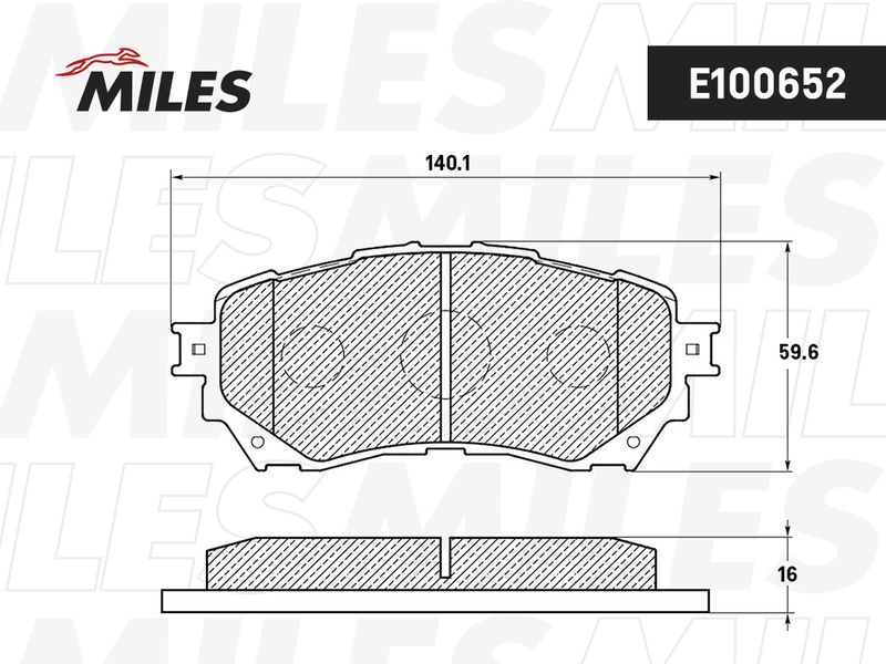 Комплект тормозных колодок, дисковый тормоз MILES E100652