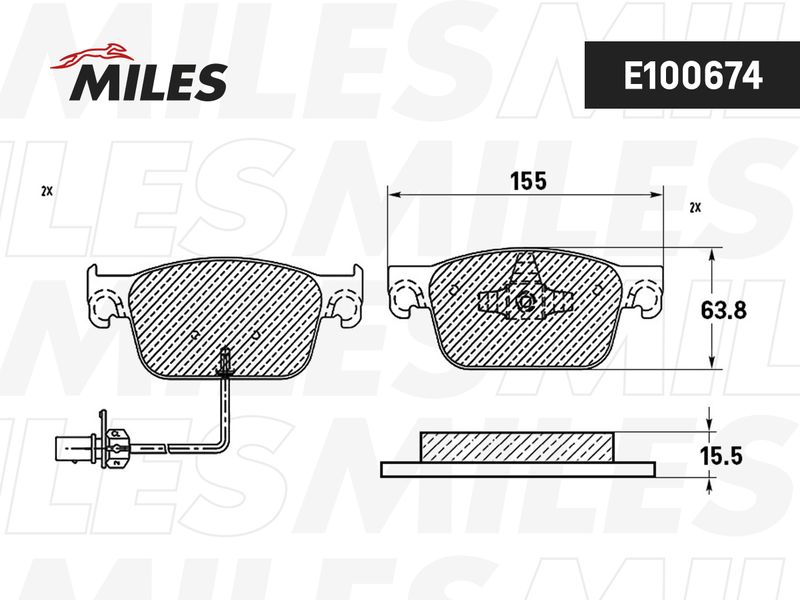 Комплект тормозных колодок, дисковый тормоз MILES E100674