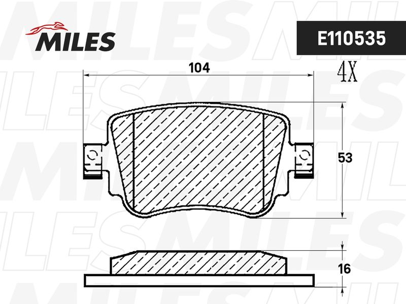 Комплект тормозных колодок, дисковый тормоз MILES E110535