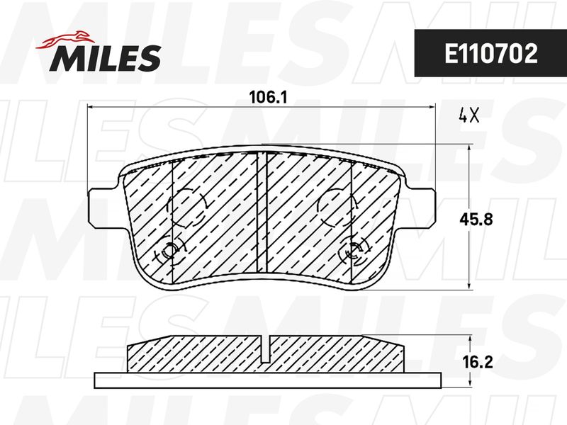 Комплект тормозных колодок, дисковый тормоз MILES E110702