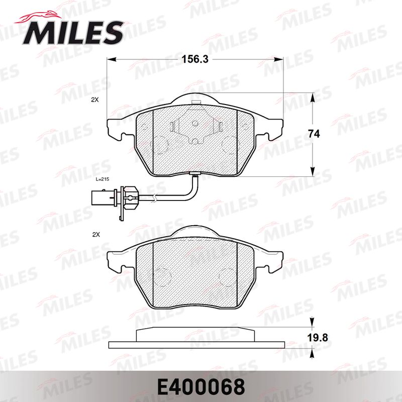 Комплект тормозных колодок, дисковый тормоз MILES E400068