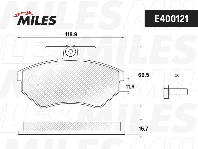 Комплект тормозных колодок, дисковый тормоз MILES E400121