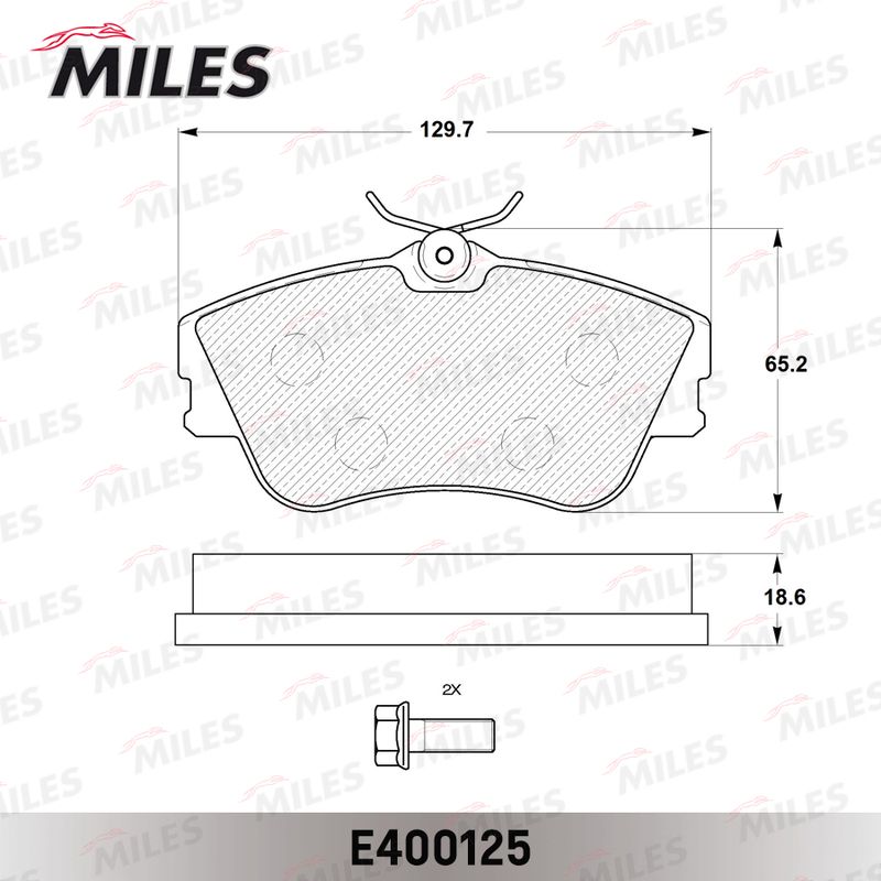 Комплект тормозных колодок, дисковый тормоз MILES E400125