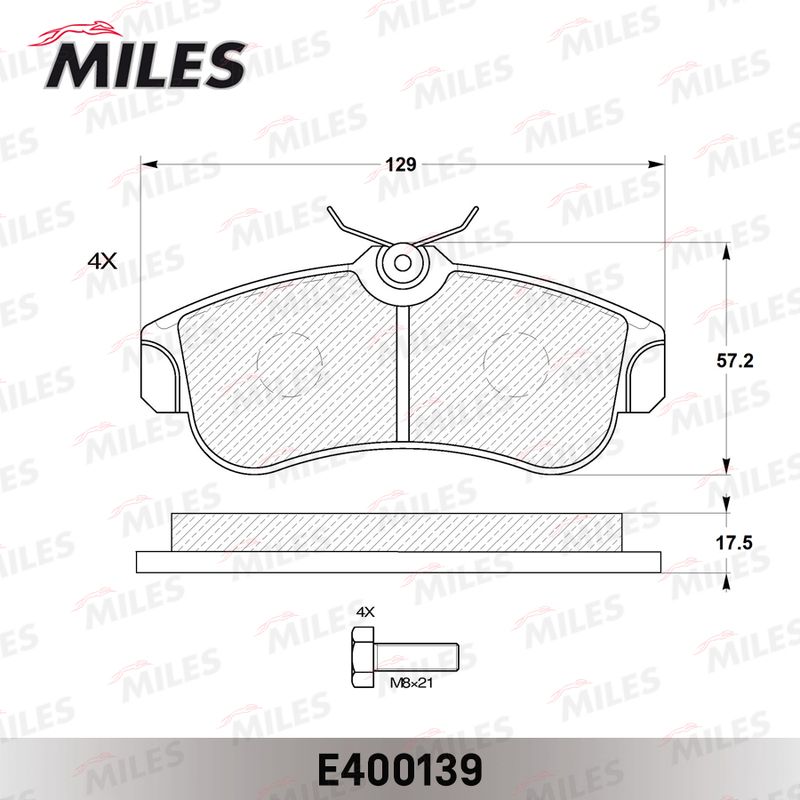 Комплект тормозных колодок, дисковый тормоз MILES E400139
