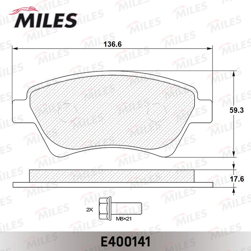 Комплект тормозных колодок, дисковый тормоз MILES E400141