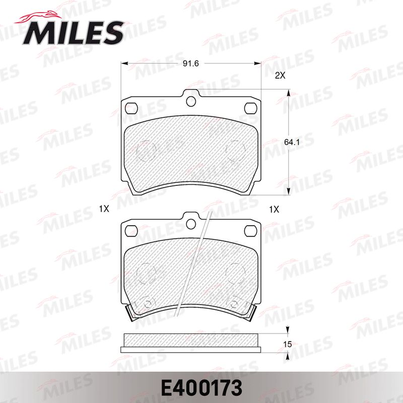 Комплект тормозных колодок, дисковый тормоз MILES E400173