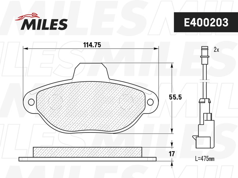 Комплект тормозных колодок, дисковый тормоз MILES E400203