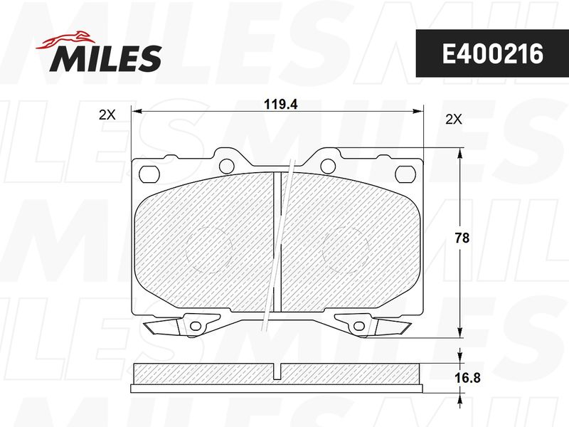 Комплект тормозных колодок, дисковый тормоз MILES E400216
