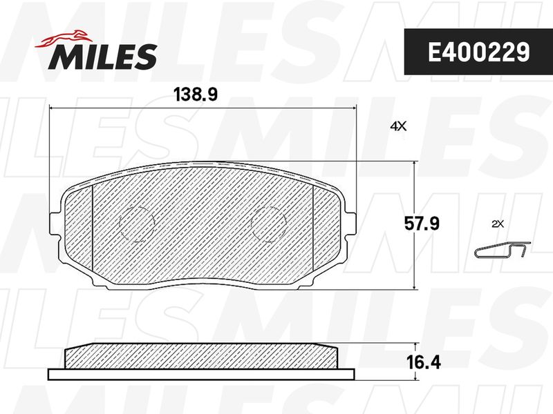 Комплект тормозных колодок, дисковый тормоз MILES E400229