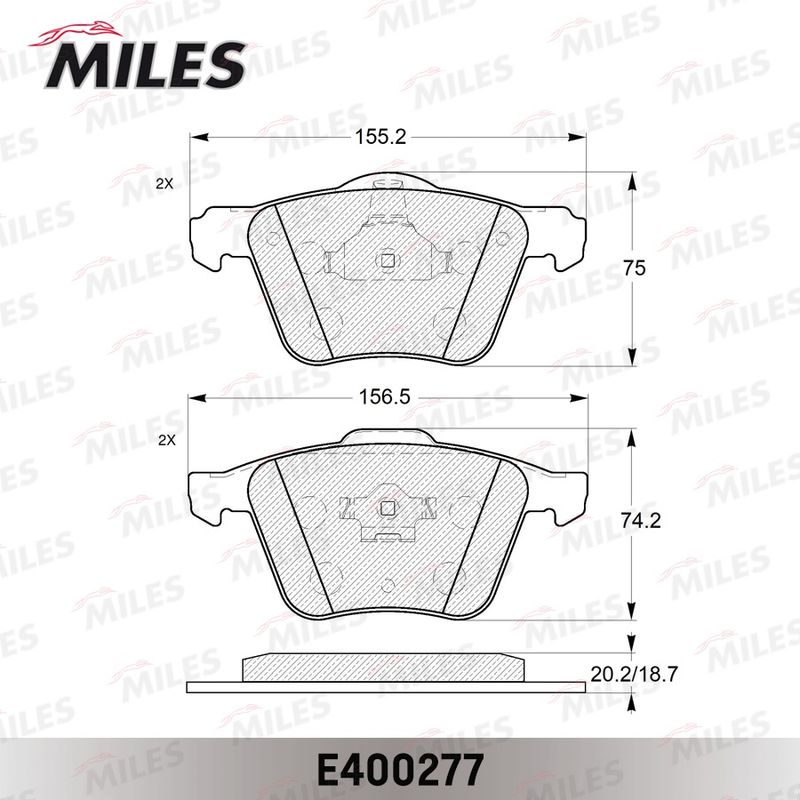 Комплект тормозных колодок, дисковый тормоз MILES E400277