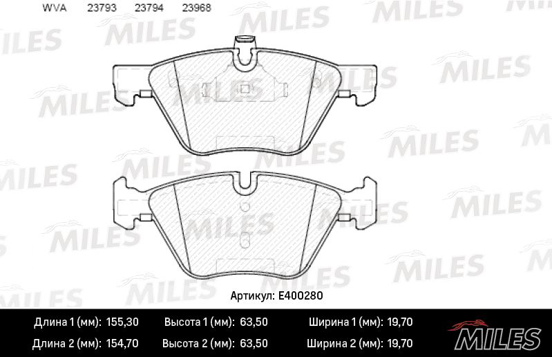 Комплект тормозных колодок, дисковый тормоз MILES E400280