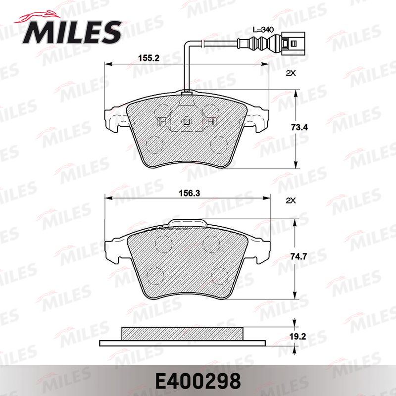 Комплект тормозных колодок, дисковый тормоз MILES E400298