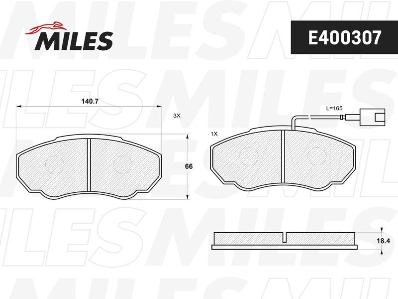 Комплект тормозных колодок, дисковый тормоз MILES E400307