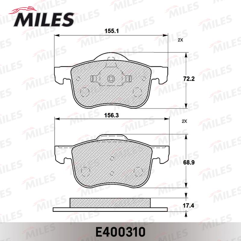 Комплект тормозных колодок, дисковый тормоз MILES E400310