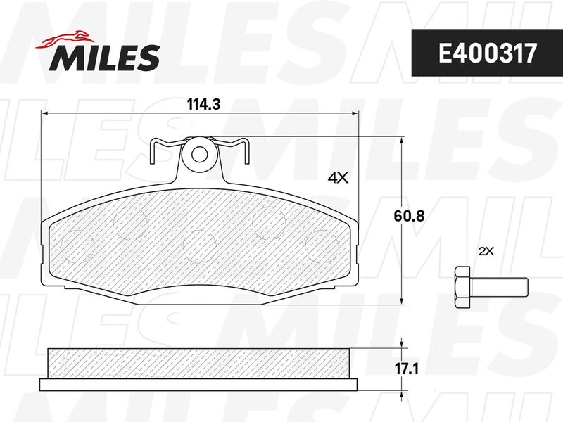 Комплект тормозных колодок, дисковый тормоз MILES E400317