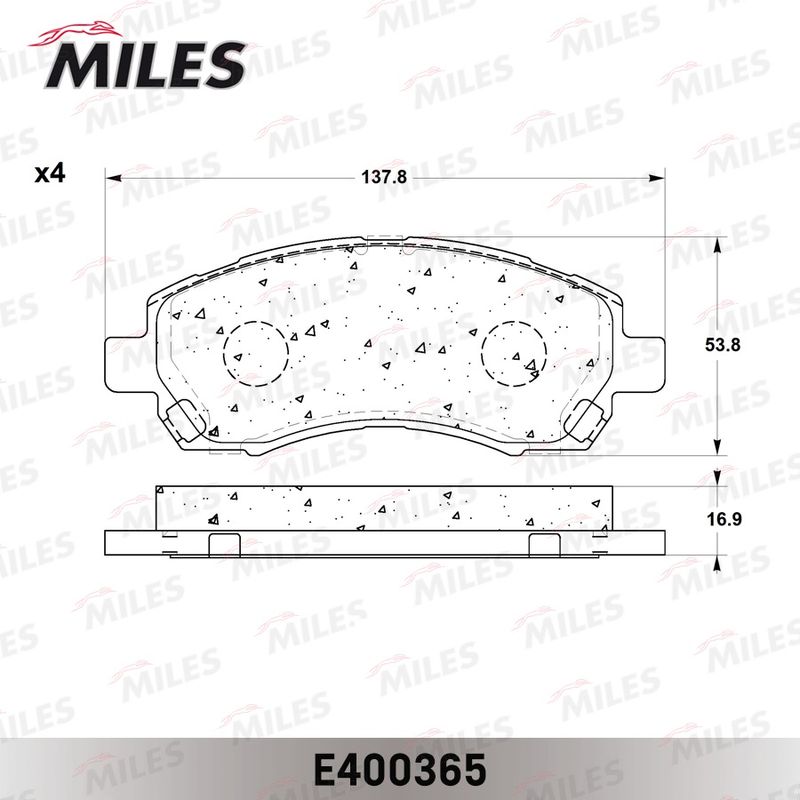 Комплект тормозных колодок, дисковый тормоз MILES E400365