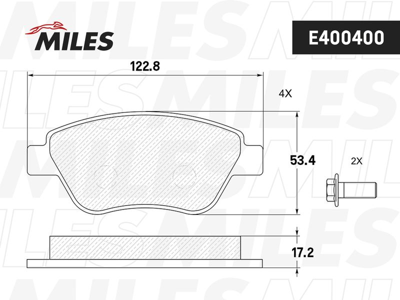 Комплект тормозных колодок, дисковый тормоз MILES E400400