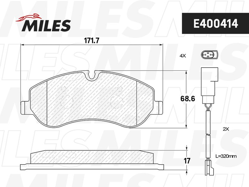 Комплект тормозных колодок, дисковый тормоз MILES E400414