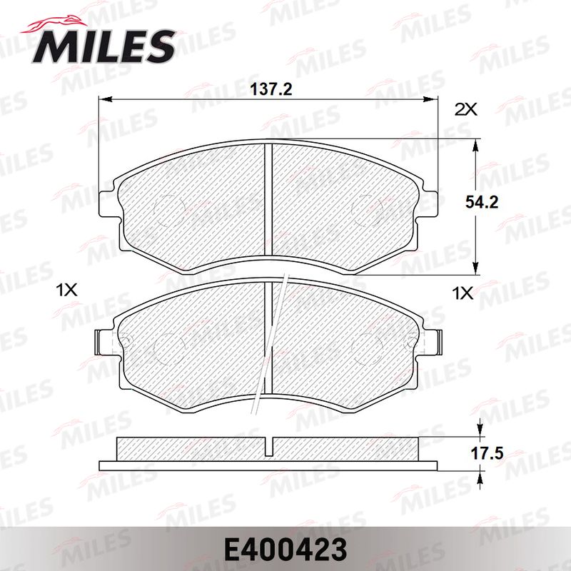 Комплект тормозных колодок, дисковый тормоз MILES E400423