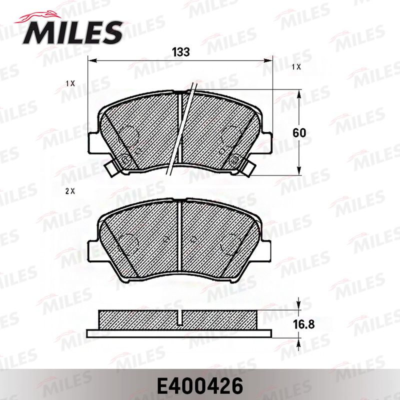 Комплект тормозных колодок, дисковый тормоз MILES E400426