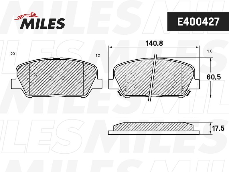 Комплект тормозных колодок, дисковый тормоз MILES E400427