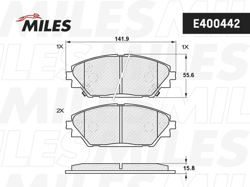 Комплект тормозных колодок, дисковый тормоз MILES E400442