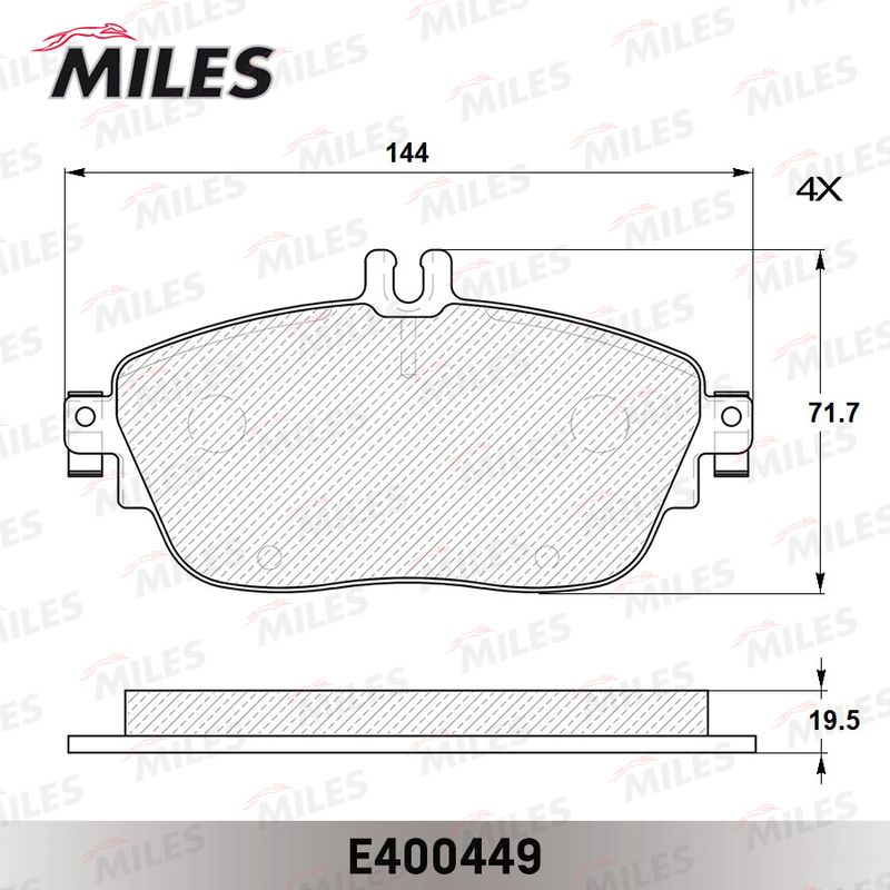 Комплект тормозных колодок, дисковый тормоз MILES E400449