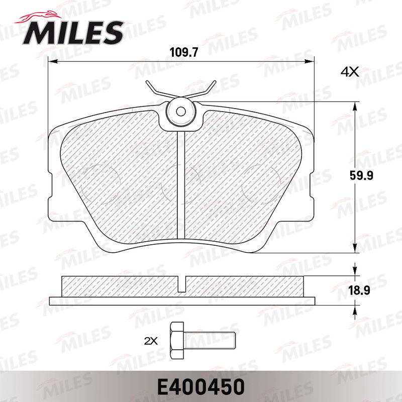 Комплект тормозных колодок, дисковый тормоз MILES E400450